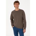 U.S. Polo Assn. Erkek Comfort Fit Bisiklet Yaka Şardonlu Vizon Basic Sweatshirt 50313757-VR052