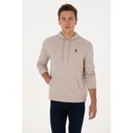 U.S. Polo Assn. Erkek Comfort Fit Kapüşonlu Taş Basic Sweatshirt 50313746-VR049