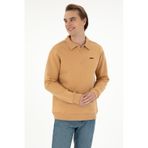 U.S. Polo Assn. Erkek Comfort Fit Yarım Fermuarlı Camel Basic Sweatshirt 50298265-VR015