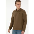 U.S. Polo Assn. Erkek Comfort Fit Yarım Fermuarlı Haki Basic Sweatshirt 50298265-VR027