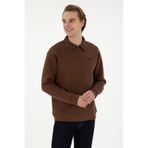 U.S. Polo Assn. Erkek Comfort Fit Yarım Fermuarlı Kahverengi Basic Sweatshirt 50298265-VR029
