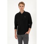 U.S. Polo Assn. Erkek Comfort Fit Yarım Fermuarlı Siyah Sweatshirt 50313754-VR046