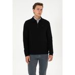 U.S. Polo Assn. Erkek Comfort Fit Yarım Fermuarlı Siyah Sweatshirt 50316484-VR046