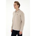 U.S. Polo Assn. Erkek Comfort Fit Yarım Fermuarlı Taş Basic Sweatshirt 50298265-VR049