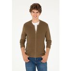 U.S. Polo Assn. Erkek Haki Basic Triko Hırka 50293528-VR027