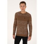 U.S. Polo Assn. Erkek Kahverengi Comfort Fit Bisiklet Yaka Kazak Trend Grafik Desenli 50308237-VR029 - Kahverengi-200