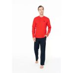U.s. Polo Assn. Erkek Konforlu %100 Pamuk Yaka Düğmeli Kırmızı Pijama Takımı - Kırmızı - Arsno18f95p9-Zkır