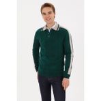 U.s. Polo Assn. Erkek Koyu Yeşil Düz Yaka Kazak /Triko 50315043-VR079 Regular Fit ve Tek Cepli Tasarım