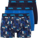 U.S. Polo Assn. Erkek Lacivert-Saks-Baskılı 3'lü Boxer 80509 - Lacivert - Saks - XL