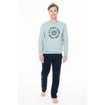 U.S Polo Assn. Erkek Pijama Takımı, Uzun Kollu Bisiklet Yaka, Mint, S Beden