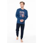 U.S Polo Assn. Erkek Pijama Takımı, Uzun Kollu, Bisiklet Yaka, Paçası Bantlı, İndigo, S Beden