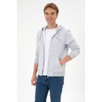 U.S. Polo Assn. Erkek Regular Fit Açık Gri Şardonlu Örme Hırka 50313755-VR001 - XS