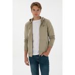 U.S. Polo Assn. Erkek Regular Fit Açık Haki Şardonlu Örme Hırka 50313755-VR183 - Haki-1070