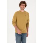 U.S. Polo Assn. Erkek Regular Fit Bisiklet Yaka Hardal İnce Basic Sweatshirt 50313752-VR151 - Oil