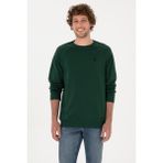 U.S. Polo Assn. Erkek Regular Fit Bisiklet Yaka Koyu Yeşil İnce Basic Sweatshirt 50313752-VR079 - M