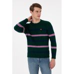 U.S. Polo Assn. Erkek Regular Fit Bisiklet Yaka Koyu Yeşil Kazak 50293109-VR101