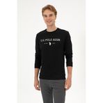 U.S. Polo Assn. Erkek Regular Fit Bisiklet Yaka Siyah İnce Basic Sweatshirt 50313743-VR046
