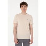 U.S. Polo Assn. Erkek Regular Fit Bisiklet Yaka Taş Basic Tişört 50298015-VR049 - Taş Rengi