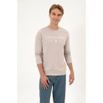U.S. Polo Assn. Erkek Regular Fit Bisiklet Yaka Taş İnce Basic Sweatshirt 50313743-VR049 - Taş1