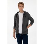 U.S. Polo Assn. Erkek Regular Fit Fermuarlı Kapüşonlu Gri Örme Hırka 50313748-VR024