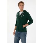 U.S. Polo Assn. Erkek Regular Fit Fermuarlı Kapüşonlu Koyu Yeşil Örme Hırka 50313748-VR079