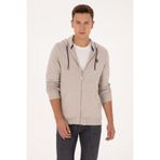 U.S. Polo Assn. Erkek Regular Fit Fermuarlı Kapüşonlu Taş Örme Hırka 50313748-VR049