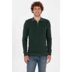 U.S. Polo Assn. Erkek Regular Fit Fermuarlı Koyu Yeşil Basic Kazak 50313685-VR079 - 3XL