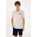 U.S. Polo Assn. Erkek Regular Fit Fermuarlı Taş Tişört 50306788-VR049 - Taş Rengi