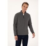 U.S. Polo Assn. Erkek Regular Fit Gri Polar Yarım Fermuarlı Basic Sweatshirt 50313777-VR024 - 3XL - Gri - 006
