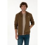 U.S. Polo Assn. Erkek Regular Fit Haki Şardonlu Örme Hırka 50313755-VR027 - Haki-289 - XS