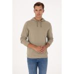 U.S. Polo Assn. Erkek Regular Fit Kapüşonlu Açık Haki Basic Sweatshirt 50313720-VR183 - Haki-1070 - 2XL