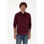 U.S. Polo Assn. Erkek Regular Fit Kapüşonlu Koyu Bordo Basic Sweatshirt 50313720-VR177 - Plum Perfect - 2XL