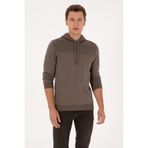 U.S. Polo Assn. Erkek Regular Fit Kapüşonlu Petek Dokulu Vizon Sweatshirt 50315526-VR052