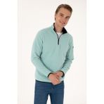U.S. Polo Assn. Erkek Regular Fit Mint Polar Yarım Fermuarlı Basic Sweatshirt 50313777-VR090 - 2XL