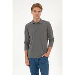 U.S. Polo Assn. Erkek Regular Fit Polo Yaka Antrasit Melanj Basic Sweatshirt 50313772-VR081
