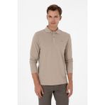 U.S. Polo Assn. Erkek Regular Fit Polo Yaka Koyu Bej Basic Sweatshirt 50315941-VR088 - M