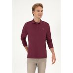U.S. Polo Assn. Erkek Regular Fit Polo Yaka Koyu Bordo Basic Sweatshirt 50313772-VR177