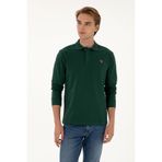U.S. Polo Assn. Erkek Regular Fit Polo Yaka Koyu Yeşil Basic Sweatshirt 50313772-VR079