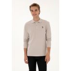 U.S. Polo Assn. Erkek Regular Fit Polo Yaka Taş Basic Sweatshirt 50313772-VR049 - Taş1 - XL