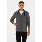 U.S. Polo Assn. Erkek Regular Fit Regular Fit Fermuarlı Kapüşonlu Antrasit Melanj Örme Hırka 50307765-VR081