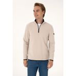 U.S. Polo Assn. Erkek Regular Fit Taş Polar Yarım Fermuarlı Basic Sweatshirt 50313777-VR049 - XL - Taş1