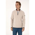 U.S. Polo Assn. Erkek Regular Fit Taş Polar Yarım Fermuarlı Basic Sweatshirt 50313777-VR049