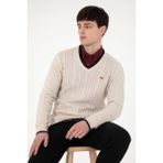 U.S. Polo Assn. Erkek Regular Fit V Yaka Taş Yaka Detaylı Kazak 50297083-VR049 - 2XL