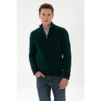 U.S. Polo Assn. Erkek Regular Fit Yarım Fermuarlı Desenli Koyu Yeşil Kazak 50315035-VR079