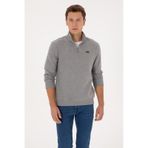 U.S. Polo Assn. Erkek Regular Fit Yarım Fermuarlı Gri Melanj Basic Sweatshirt 50313802-VR086