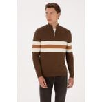 U.S. Polo Assn. Erkek Regular Fit Yarım Fermuarlı Kahverengi Kazak 50315034-VR029