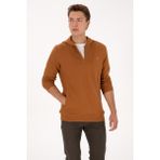 U.S. Polo Assn. Erkek Regular Fit Yarım Fermuarlı Kapüşonlu Camel Sweatshirt 50316391-VR233 - Bisküvi - 2XL