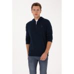 U.S. Polo Assn. Erkek Regular Fit Yarım Fermuarlı Kapüşonlu Lacivert Sweatshirt 50316391-VR033