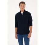 U.S. Polo Assn. Erkek Regular Fit Yarım Fermuarlı Şardonlu Lacivert Basic Sweatshirt 50313783-VR033