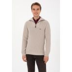 U.S. Polo Assn. Erkek Regular Fit Yarım Fermuarlı Taş Kazak 50317171-VR049